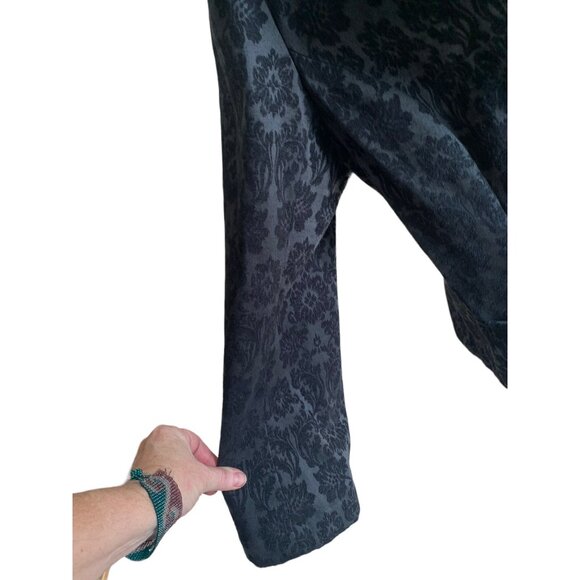 J Jill Floral Velvet Embossed Jacquard Button Up Blazer Black Size 20 - Picture 6 of 11